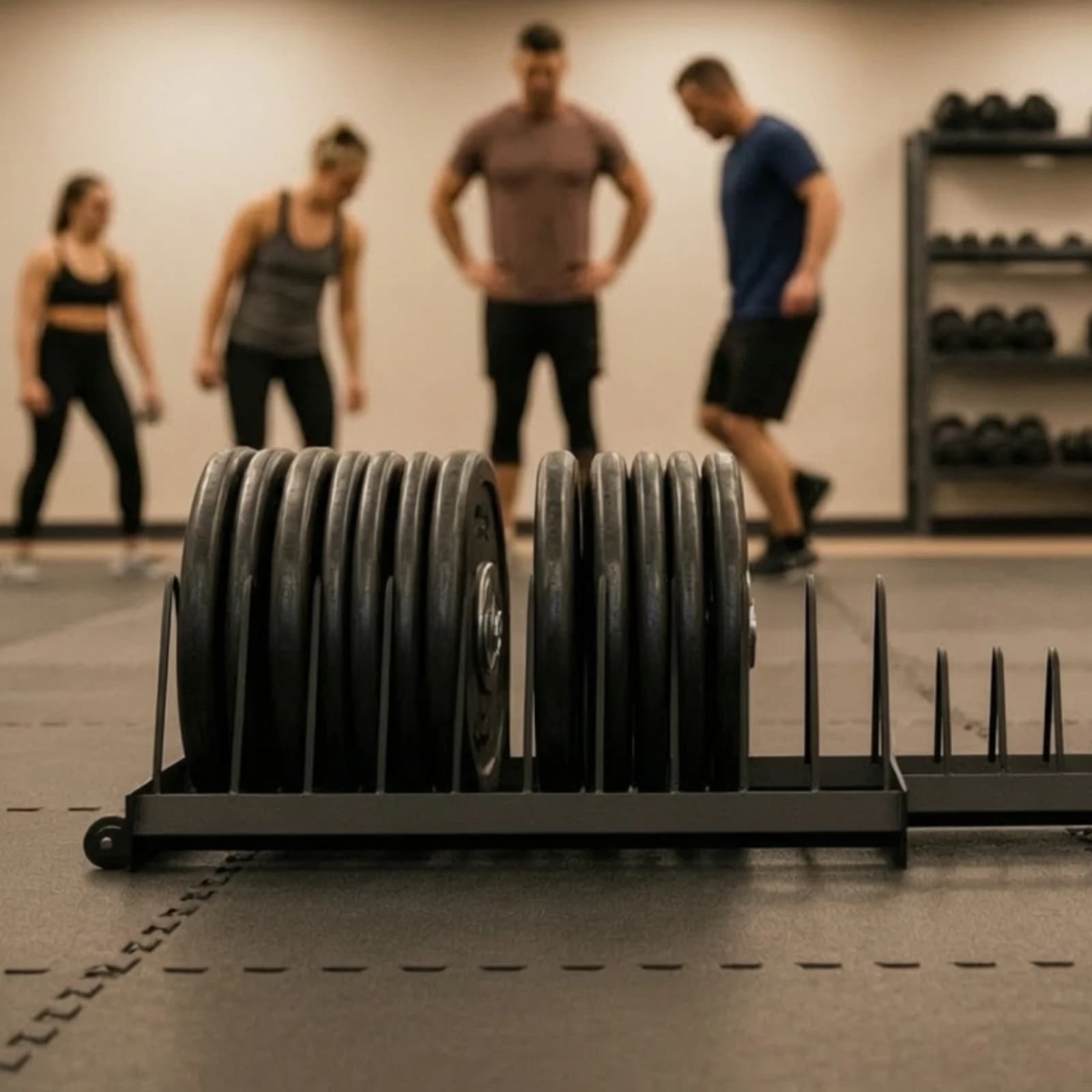 Weight Plate Storage Rack with Wheels Long-Lasting Weight Plate Rack Space-Saving Slim for Gym Owners, Fitness Center