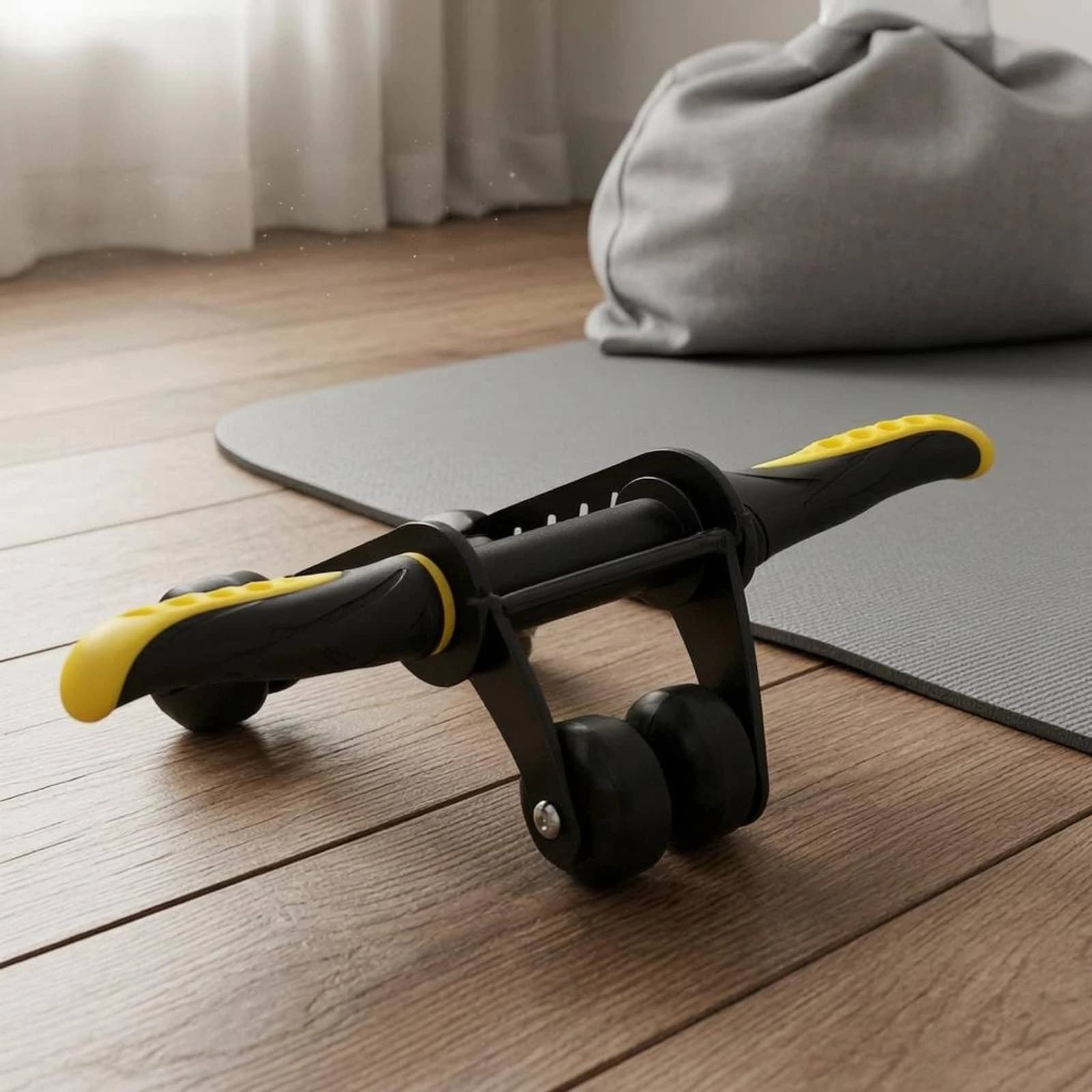 Foldable Ab Roller Portable Double-Bearing Ab Roller Core Exercise Wheel Non-Slip Home Fitness Equipment Ergonomic Handles