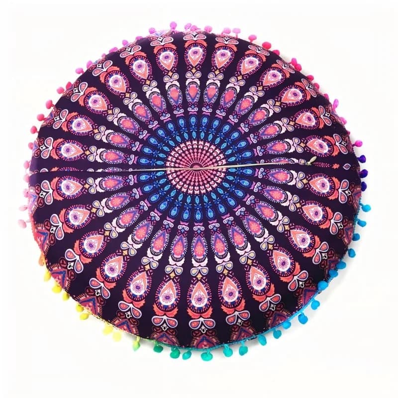 Bohemian 43cm/80cm Round Pillow Case Mandala Pattern Cushion Cover Indian Elephant Retro Meditation Floor Decorative Pillows