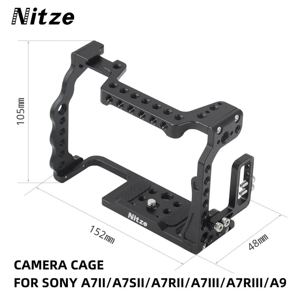 NITZE CAMERA CAGE TP12 per SONY A7II/A7SII/A7RII/A7III/A7RIII/A9 lega di alluminio con chiave esagonale, morsetto per cavo HDMI