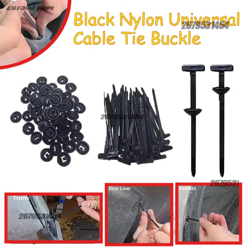Cavo in plastica per serra antigraffio in nylon con fibbia universale, supporto per fascette con cerniera per carichi pesanti con elementi di fissaggio per strumenti di progettazione con bottoni a spillo per auto