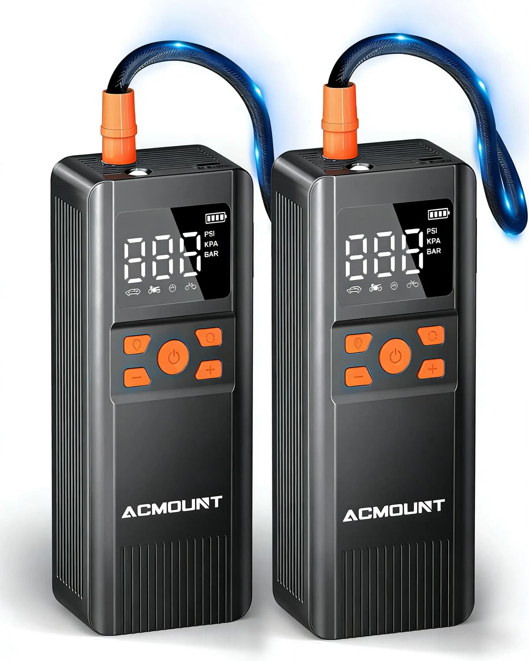 2 Pezzi Gonfiatore Pneumatici Auto, Pompa d'Aria Portatile Wireless con Batteria da 5000mAh, Compressore d'Aria da 150PSI per Auto Moto Bici Palloni