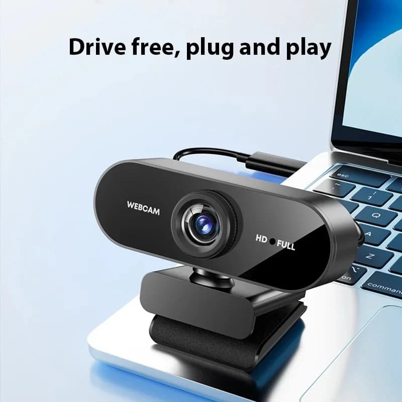 Black Network Webcam USB Camera Full HD 1080p USB with 360 ° Rotation Microphone for Laptop PC