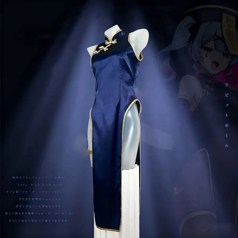 Costume Anime Little Zombie Mikuu Sexy Qipao con Cappello e Calze per Halloween, Cosplay Jiangshi a Tema Rabbit Hole