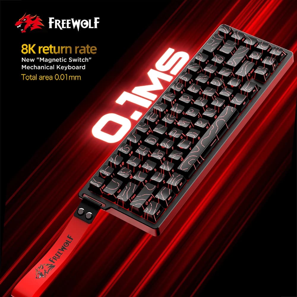 Tastiera Meccanica Personalizzabile FREEWOLF F68/F68PRO 8K, Switch Magnetici, Frequenza di Scansione 128K, Precisione RT 0,01mm, Tastiere Gaming RGB