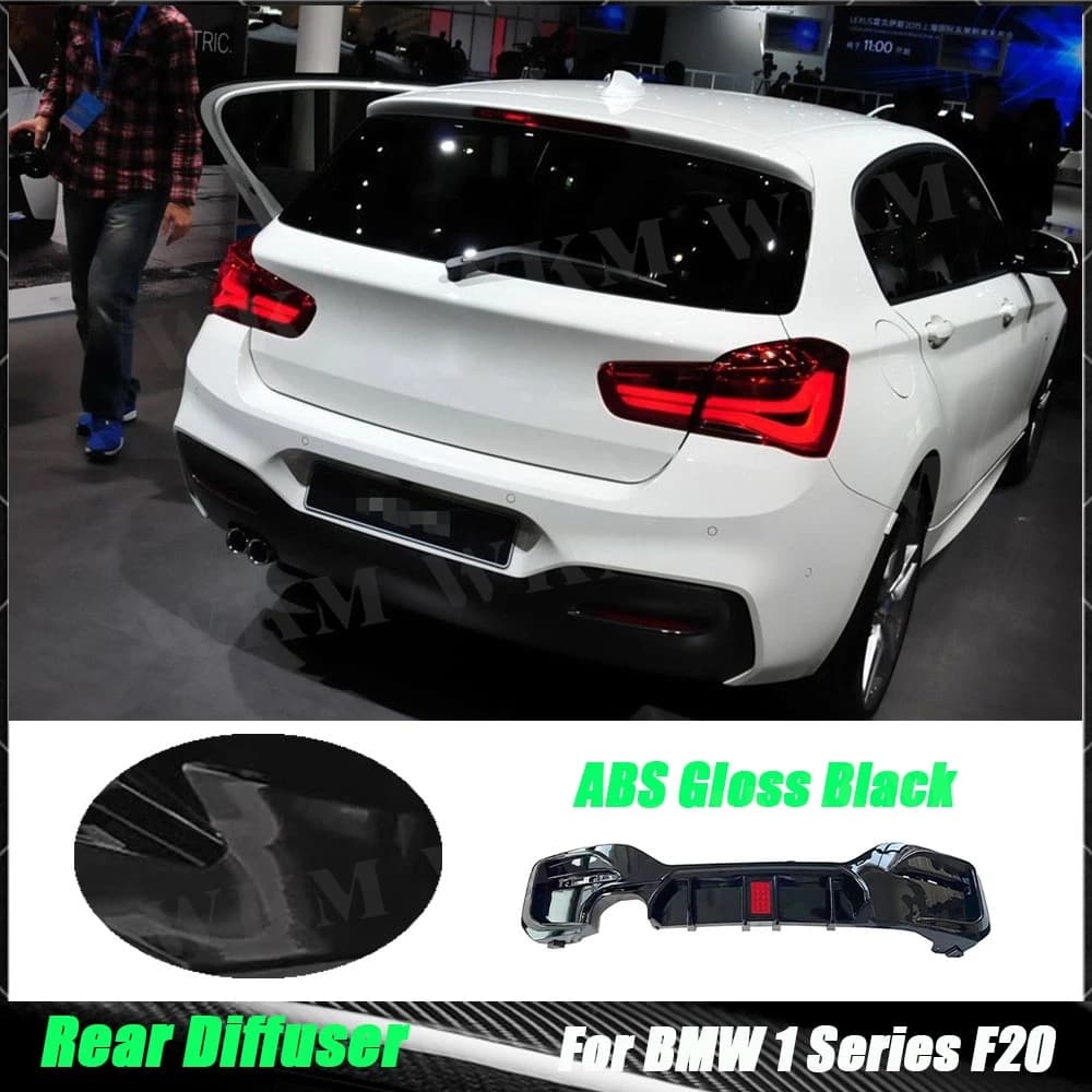 ABS Rear diffuser with Light, Spoiler for bumper for BMW Series 1 F20 M Sport M135i M140i 2016-2018, Rear bumper protection