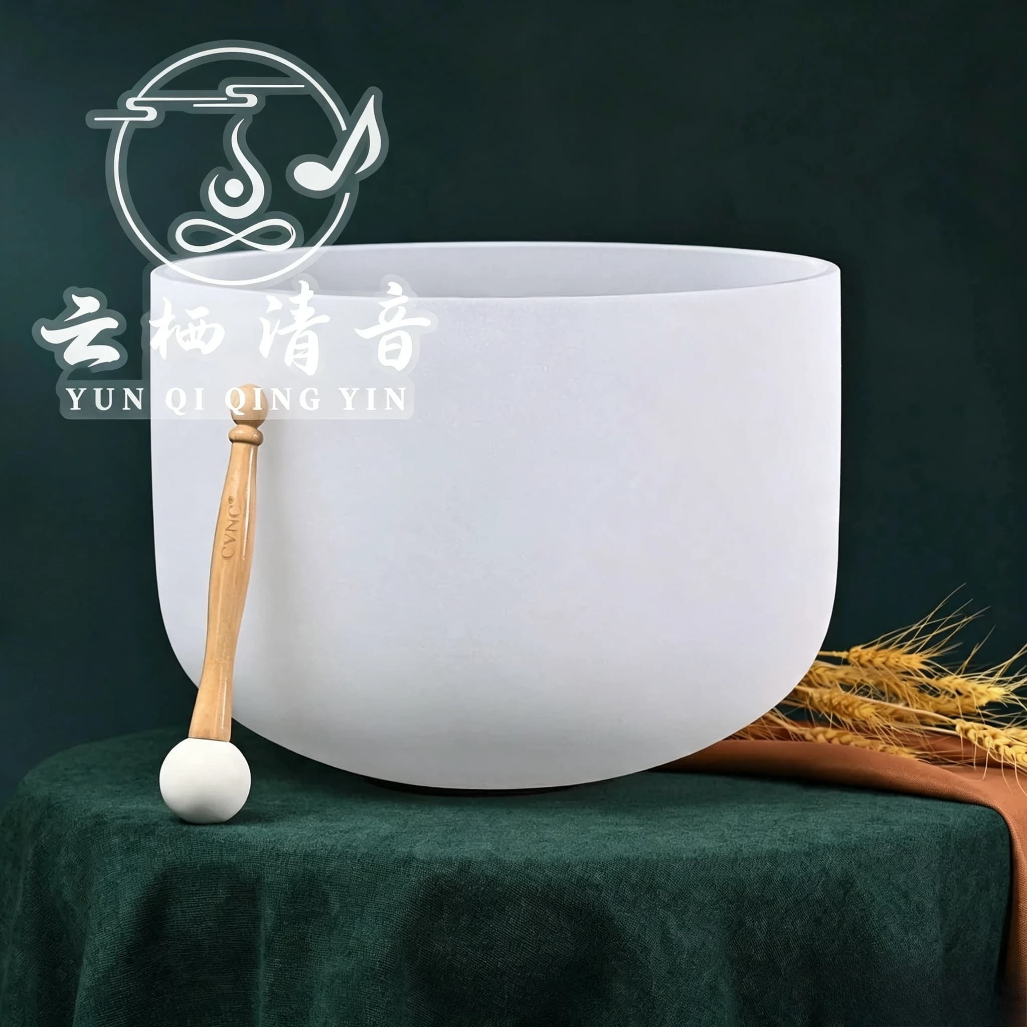 Yunqiqingyin Perfect Pitch 14 Inch Frosted Quartz Crystal Singing Bowl 7 Chakra CDEFGAB Notes Sound Healing Yoga Meditation With Portable Bag
