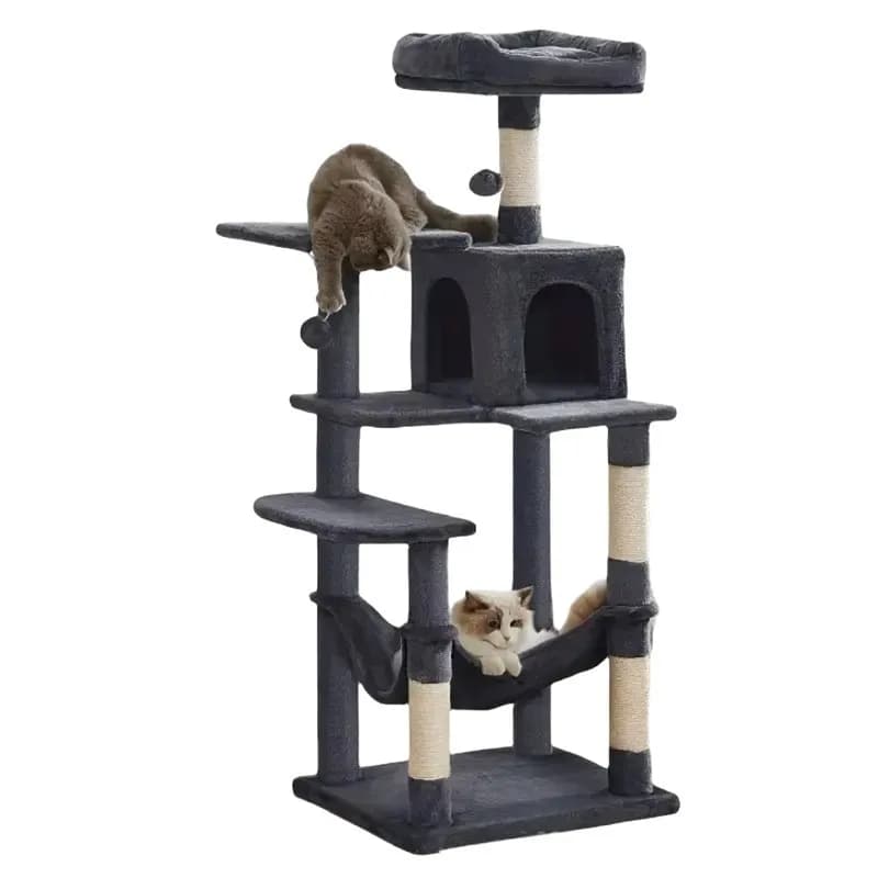 Cat Tree with Bed, Large Cat Climbing Frame, Sisal Scratching Post, Durable Non-Shedding, Multi-Level Activity Center for Cats