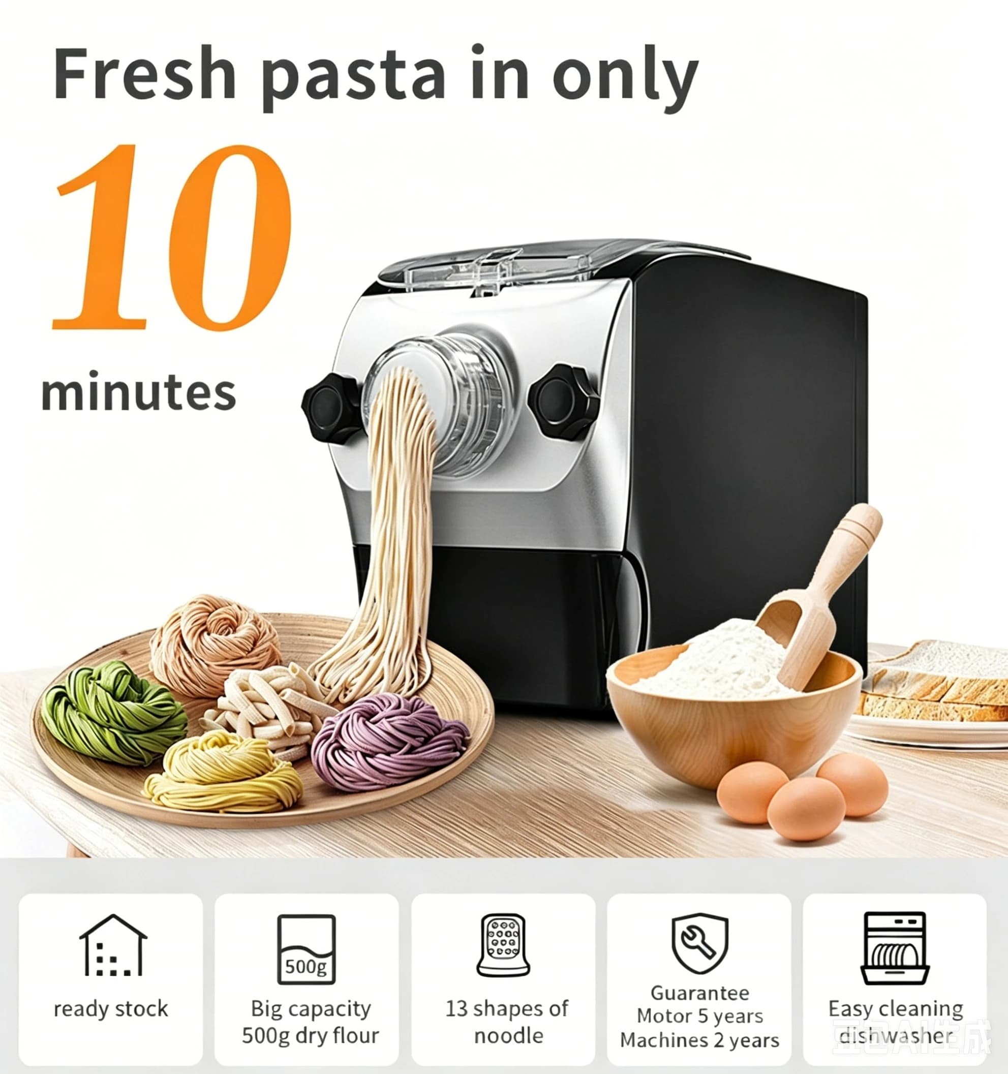 Piccola Impastatrice Automatica, Macchina per Pasta e Noodle, Pressa per Sfoglie di Ravioli, Uso Multifunzionale per Cucina Domestica