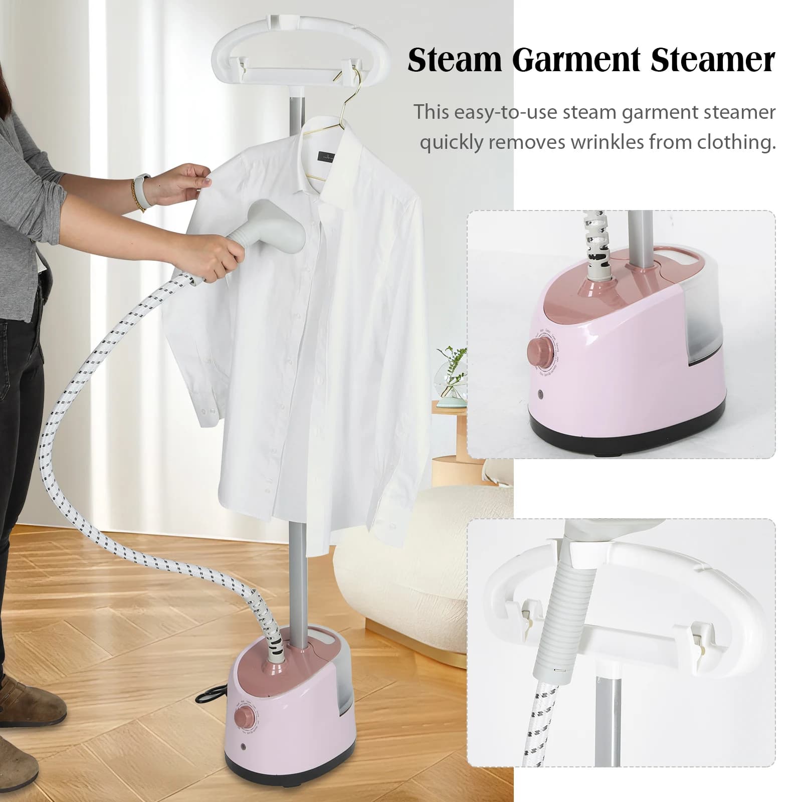 Steamer for Clothes Flat and Hanging Ironing Clothing Steamer with 11 Ironing Modes Fabric Steamer for Home