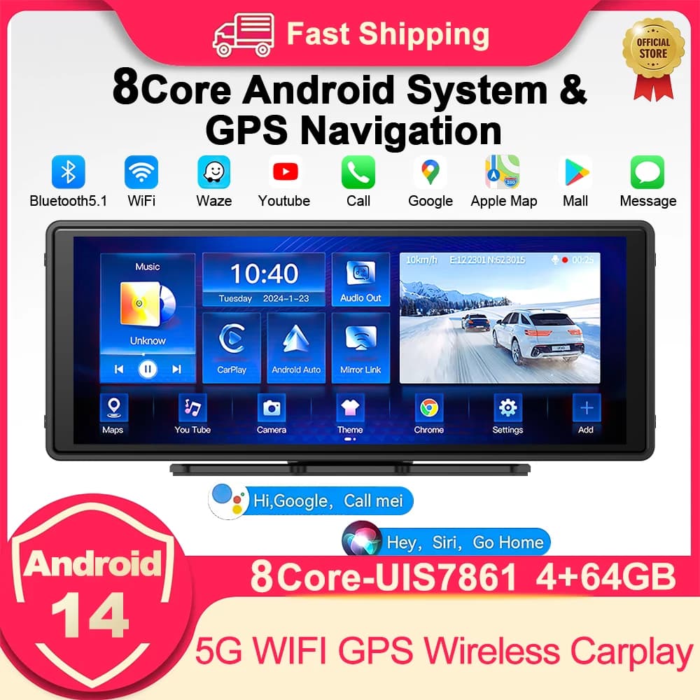 10.26 pollici 8Core Android Autoradio Multimediale Carplay Android Auto Car stereo 5G WiFi GPS Per Volkswagen Hyundai Kia Toyota BMW