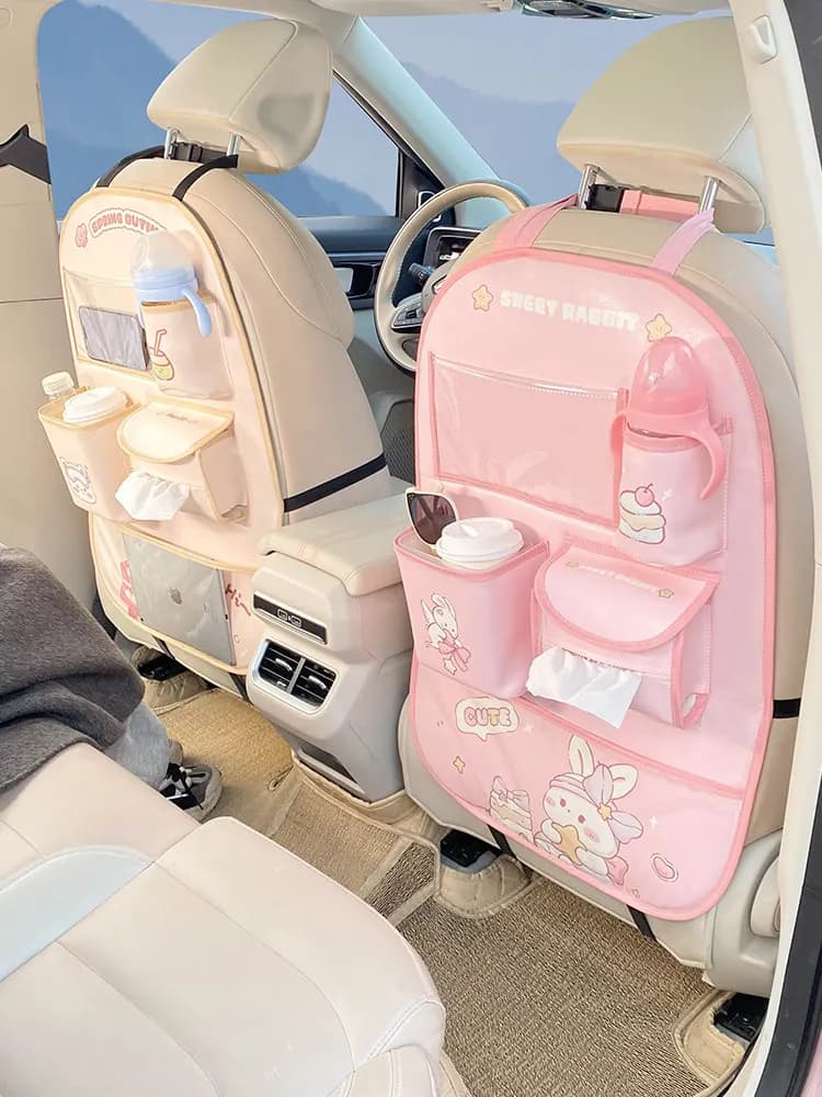 Car Seat Back Kick Pad Protector Anti Dirty Mat Universal Vehicle Organizer Storage Bag Cartoon