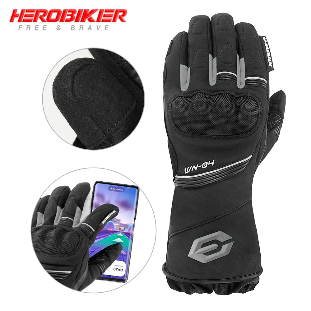 Guanti da moto Guanti touch screen invernali caldi e impermeabili Guanti da equitazione riflettenti antiscivolo per moto fuoristrada