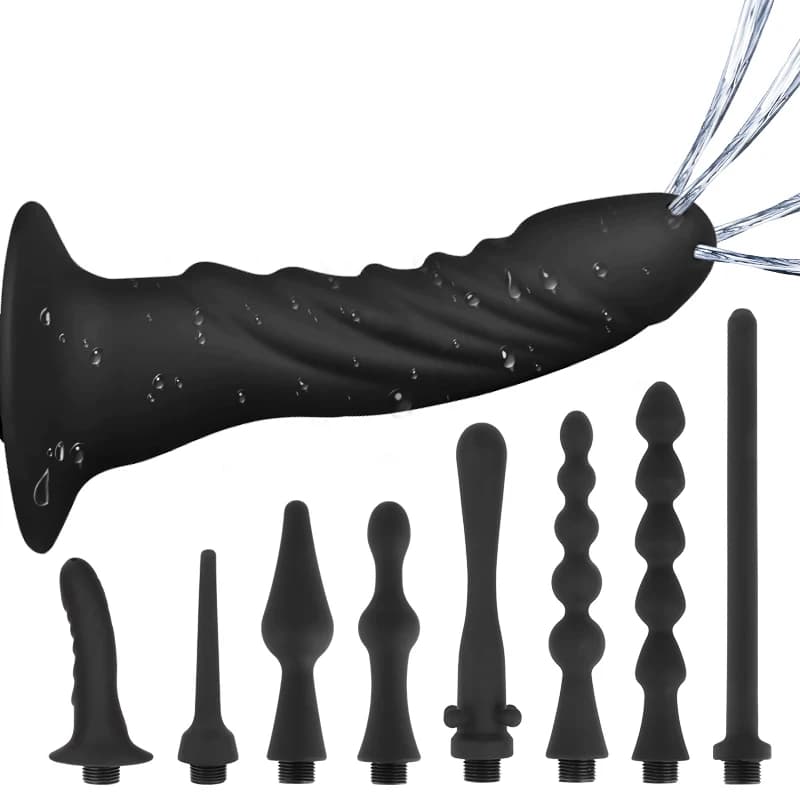 Kit clistere in silicone morbido Teste per doccia anale vaginale multi formato Pulizia intima professionale per sollievo dalla stitichezza Giocattolo per adulti