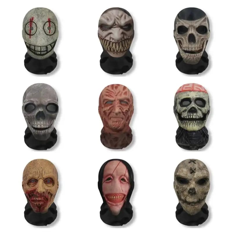 Halloween Ghost Face Maschera stampata in 3D Maglia elasticizzata Maschera a pieno facciale Copricapo con teschio Festa divertente Puntelli cosplay horror di Halloween