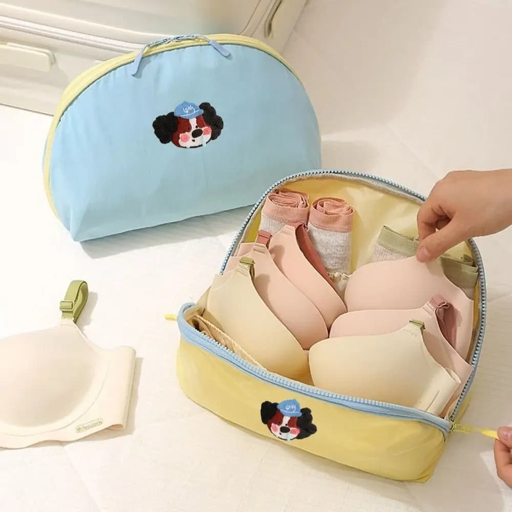Cartoon Underwear Storage Bag Large Capacity Waterproof Bra Storage Bag with Zipper Lightweight Underwear Packing Cube for Home