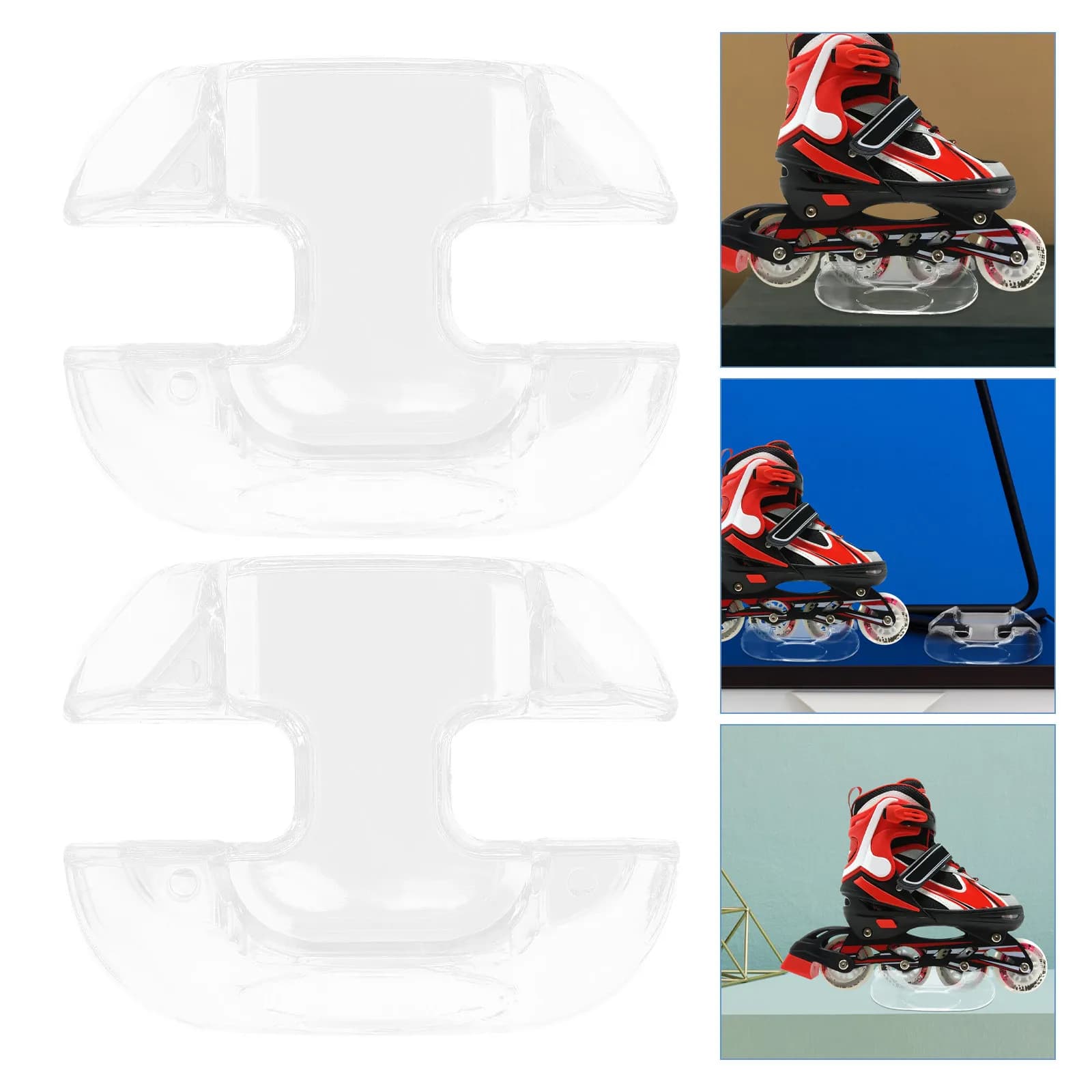 2Pcs Acrylic Skates Display Stand Roller Skate Storage Rack Stable Support Clear Design Ice Skate Holder for Inline Hockey