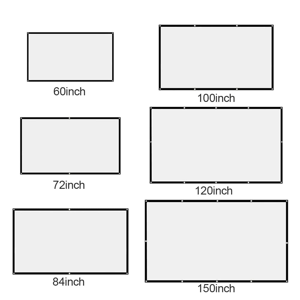 Schermo per Proiettore da Casa e Ufficio 60 72 84 100 120 150 Pollici 16:9, Schermo Semplice per KTV, Decorazione per Camera da Letto