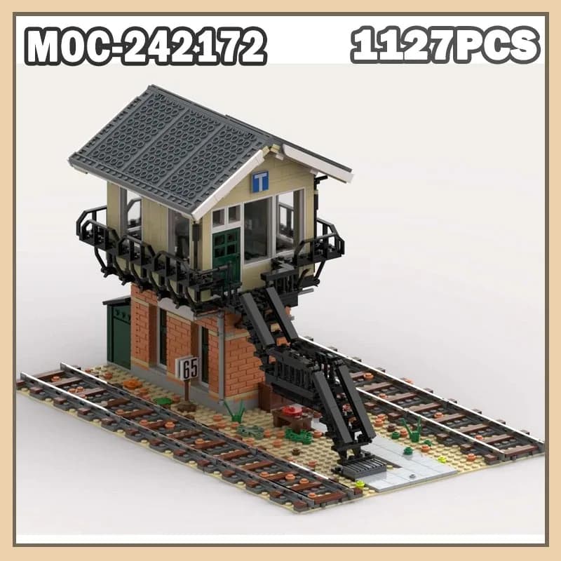 MOC-242172 Railwaymuseum Building Blocks MOC Ufficio postale Pista Calza Treno a vapore Parti Villaggio Set Giocattoli 1127PCS