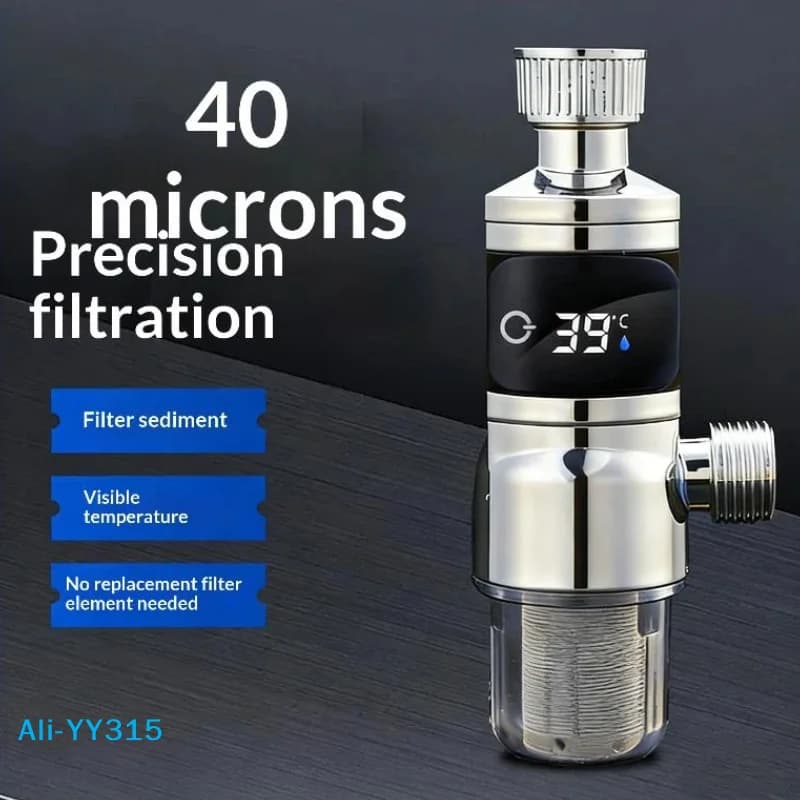 【Y】1 Pezzo Soffione Doccia con Display Digitale, Schermo Grande a 40 Maglie per Filtrazione, Flusso d'Acqua Pulito, Termostato e Filtro Combinati