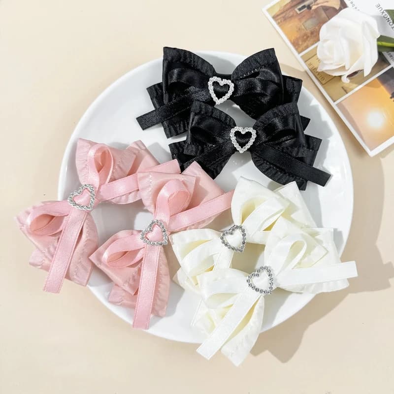Fermaglio per capelli con fiocco a forma di cuore in stile giapponese e coreano dolce e semplice, clip per frangia laterale Accessorio per capelli stile dolce e fresco