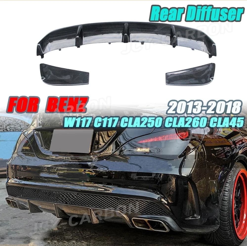 JCYECF For Mercedes Benz W117 C117 CLA250 CLA260 CLA45 2013 -2018 Car Rear Diffuser With Rear Splitters Body Kits