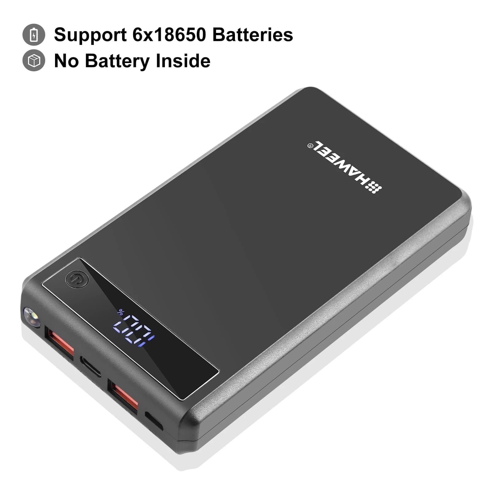 HAWEEL fai da te 6x18650 batteria 24W carica rapida Power Bank Box Case con Display, non includere la batteria