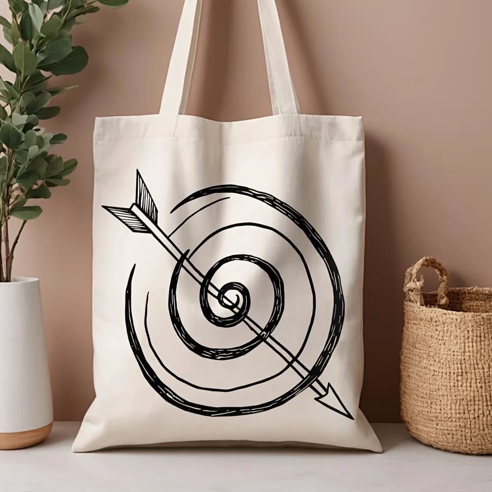 1pc, Target Arrow Canvas Tote Bag Reusable Grocery Bags (35.05cm x 40.13cm), Stylish Shopping Bag for Daily Use, Commuting, Scho