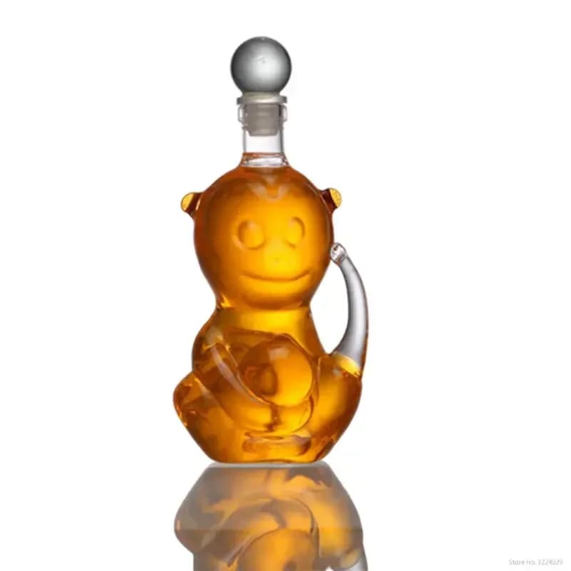 Decanter per whisky con bottiglia di vino in vetro senza piombo in stile animale carino a forma di scimmia per liquore Scotch Bourbon
