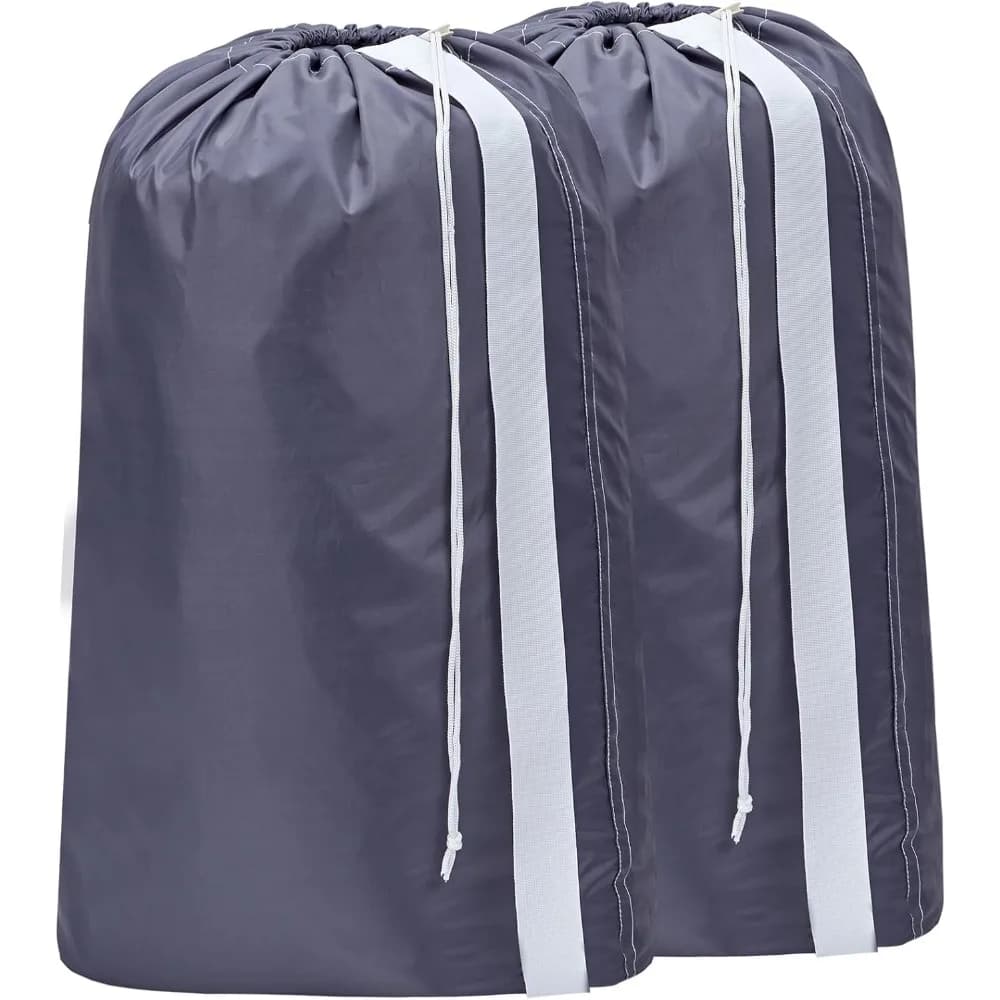 Confezione da 2 Sacchi per Bucato Extra Grandi in Nylon con Cinghie per Cesti, Contengono Quattro Carichi, Grigio