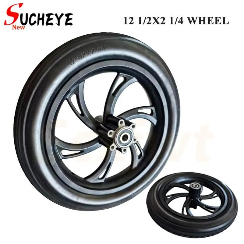 Ruota Anteriore Pieghevole per Bicicletta da Sharing 12 1/2x2 1/4 (57-203) con Pneumatico Solido, Assemblaggio Completo, Misura 12 Pollici