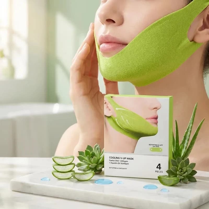 Firming V-Shape Lifting Mask Cooling Gel Patch Jawline Contour Fit Tighten Skin Chin Lift Reduce Puffing Face Shaping Bandage