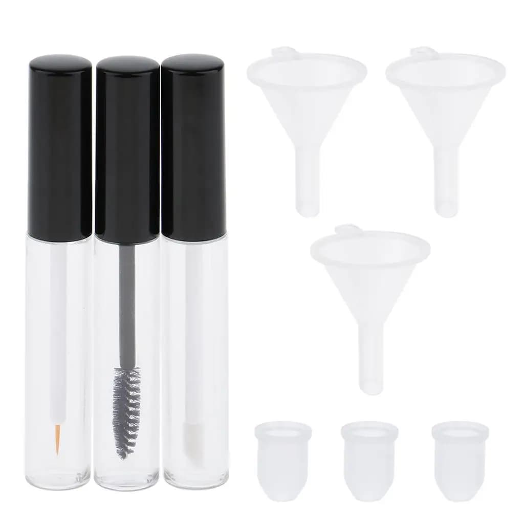 Set of empty tubes for eyeliner mascara, set of lip gloss tubes, cosmetic spatula, make-up accessory for travel and everyday use