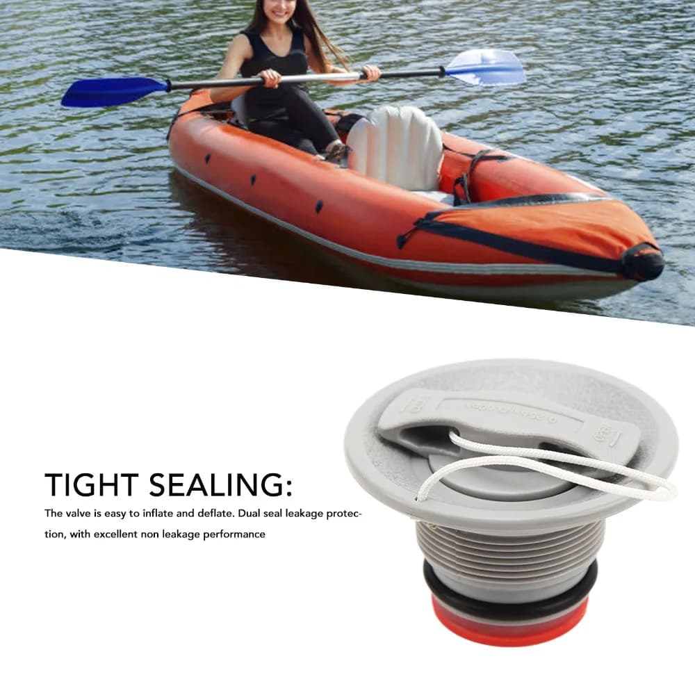 2PCS Practical 8 Teeth Cover Boat Air Valve with Cover Rope Kayak Valve Replacement Raft Canoe Valve Marine Repair