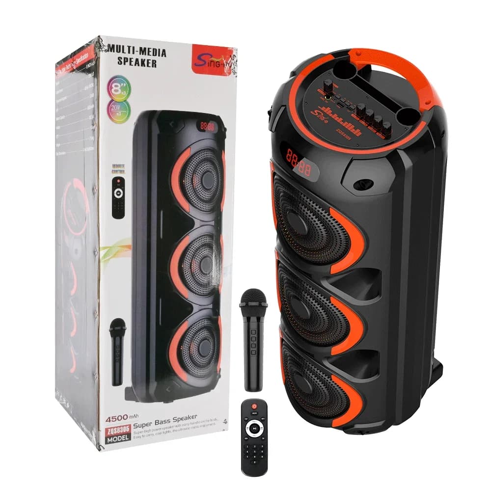 Altoparlante Bluetooth ad alta potenza Subwoofer portatile esterno Karaoke Party Soundbox Altoparlanti con illuminazione a LED RGB Altoparlanti da ballo quadrati