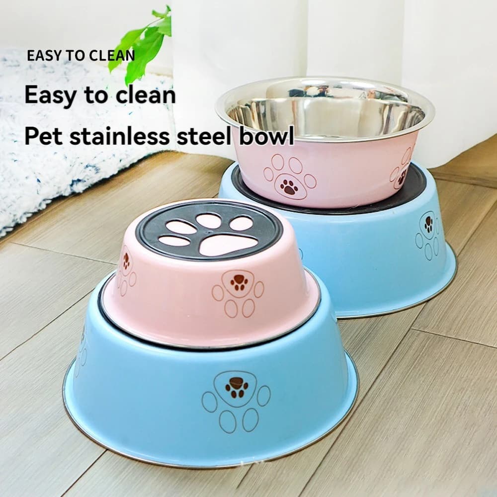 Ciotola per cibo per cani anti-knockover in acciaio inossidabile ciotola per animali domestici antiscivolo simpatico cartone animato di grandi e medie dimensioni ciotola per cani e gatti utensile per alimenti