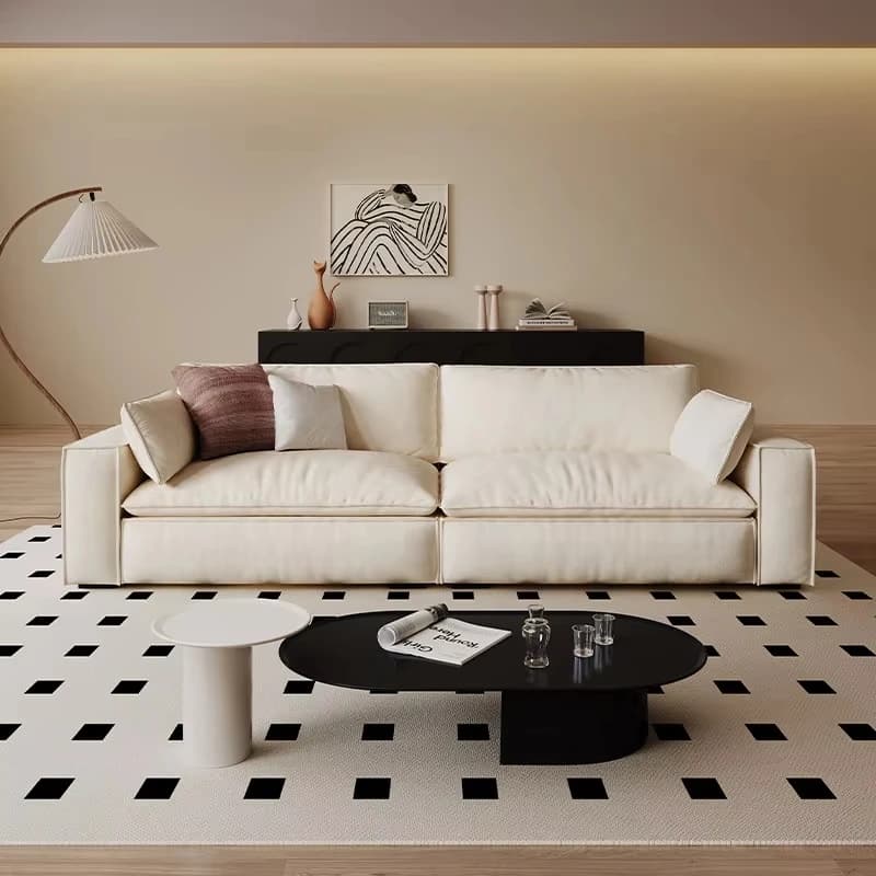 xx-Modern Minimalist Cream Style Tofu Block Fabric Sofa Cat Scratch Resistant Straight Sofa for Apartment Living Room*