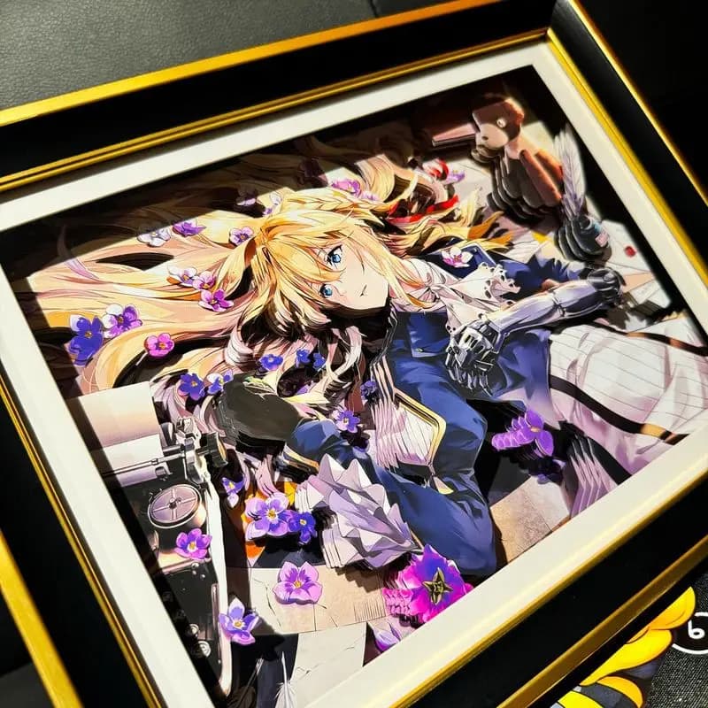 Nuovo cornice per foto Violet Evergarden Anime 3d pittura artistica fatta a mano figura di cartone animato raccogli foto ornamenti camera da letto decora regali