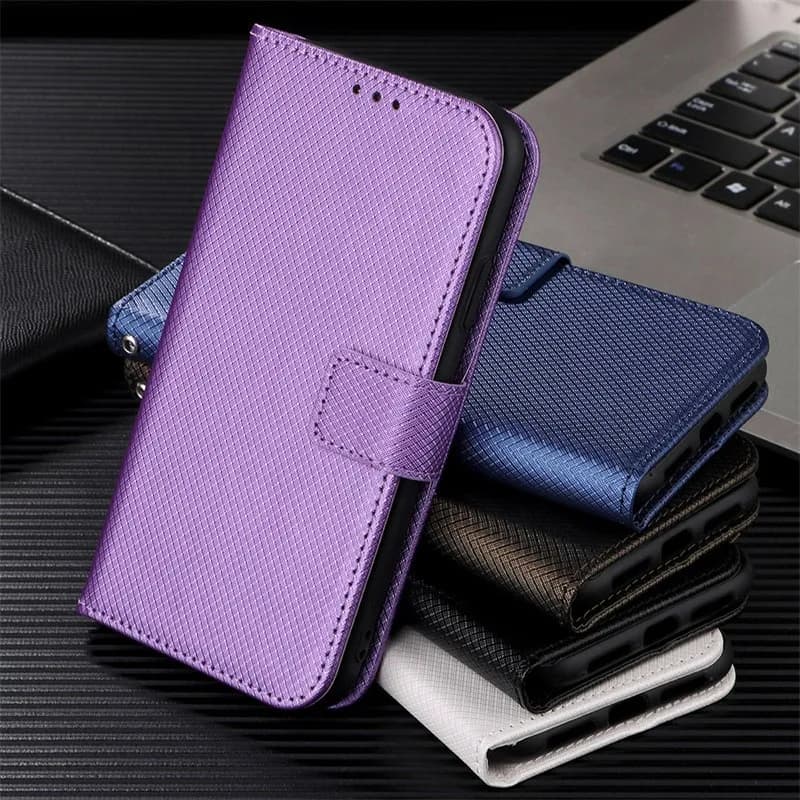 Wristlet Plain Leater Wallet Case For Xiaomi Poco X8 Pro Max X7 X6 NEO X5 X4 GT X3 NFC Flip Stand Cover 3 Cards Slot Phone Coque