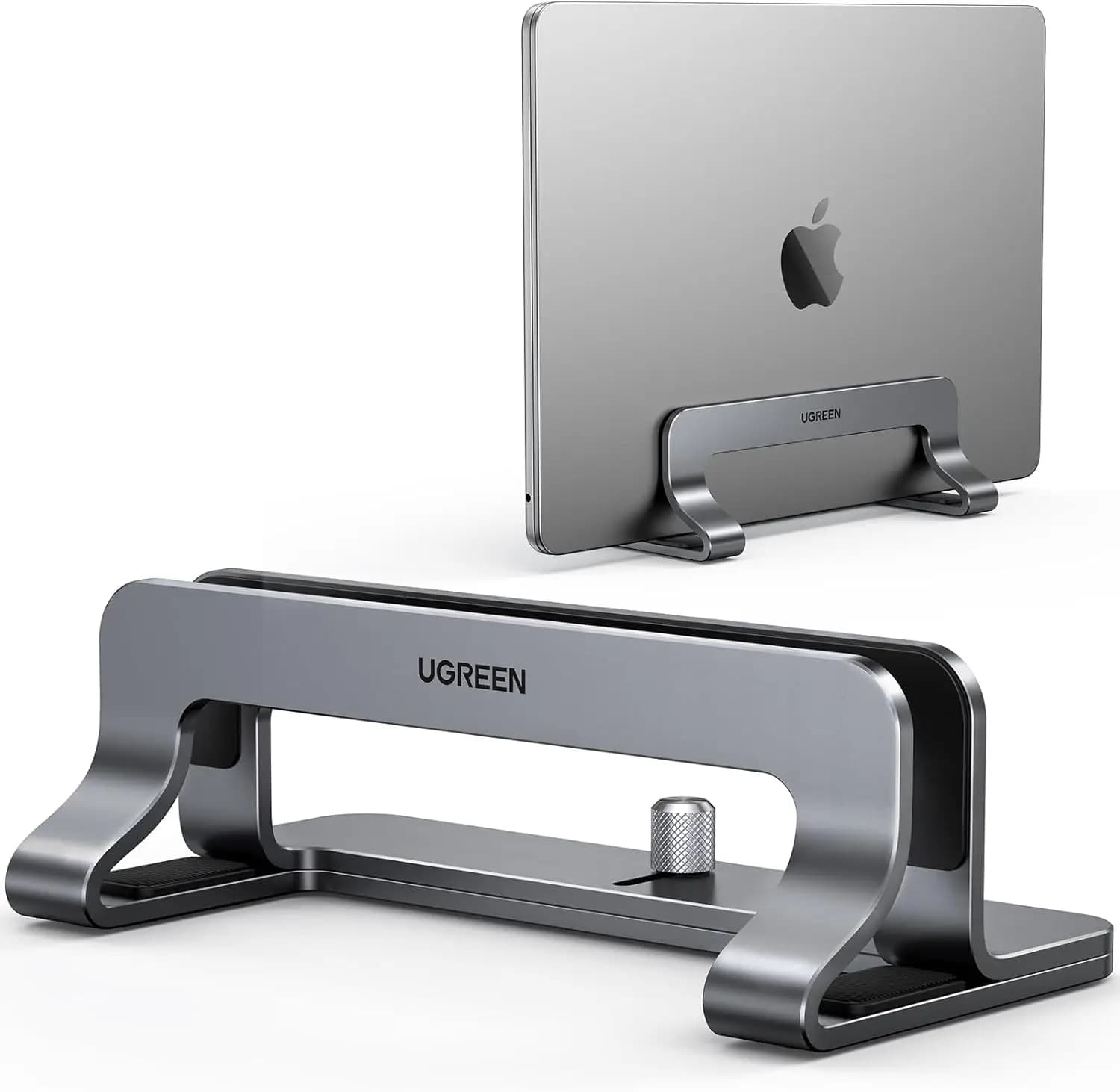 Supporto verticale per laptop da scrivania, base regolabile in alluminio compatibile con MacBook Pro/Air, laptop da gaming fino a 17,3 pollici, grigio