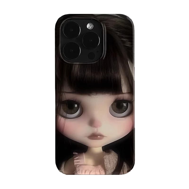 Custodia per telefono Dark Cute Girl Doll Art per iPhone 17 16 15 14 13 12 11 Air Pro Max X XS XR XSMax 7 8 Plus Cover rigida per PC con pellicola lucida