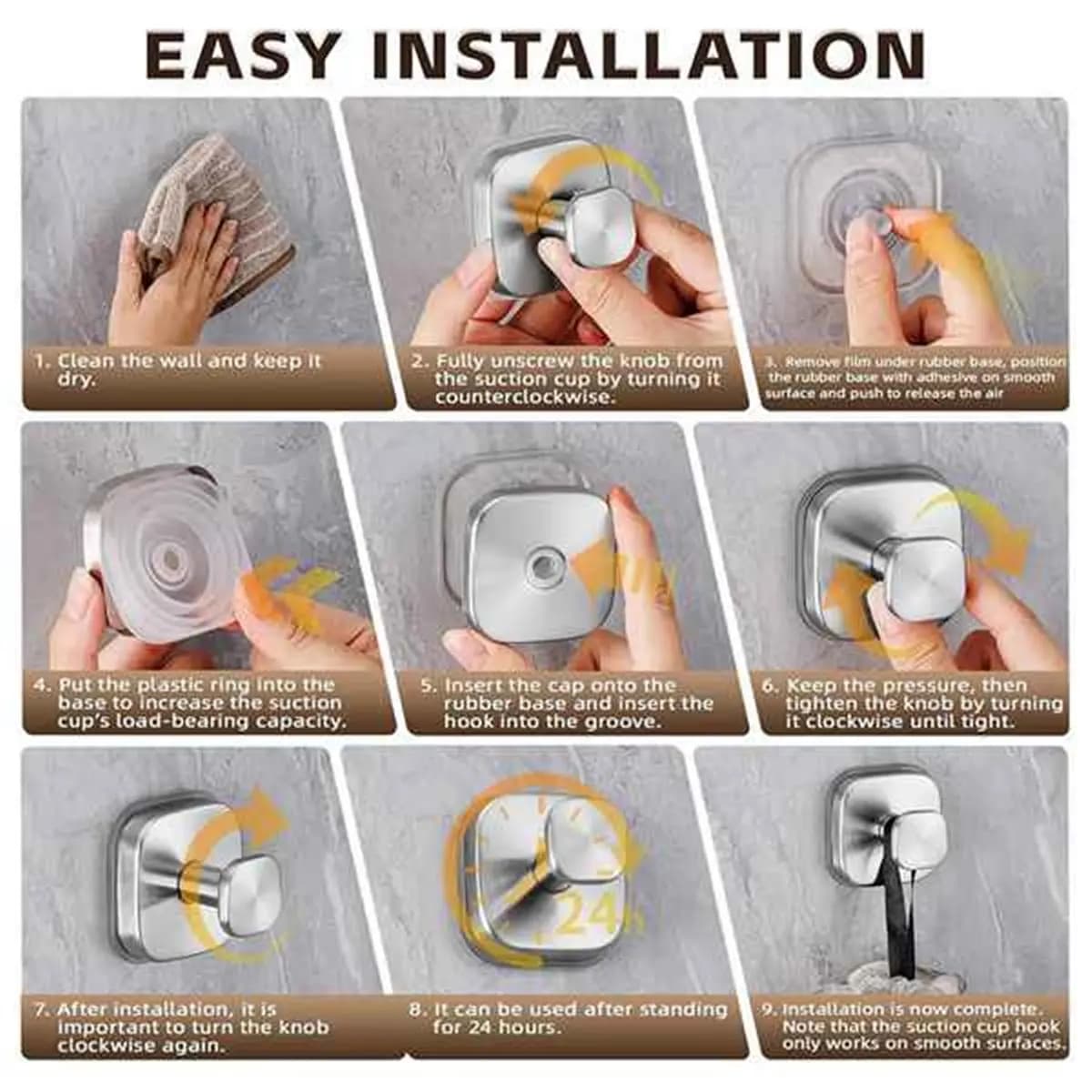 Heavy-Duty Reusable Suction Cup Hooks for Towels, Robes, Loofahs & Wreaths - No Drill Mounting on Glass, Tile, 2Pack