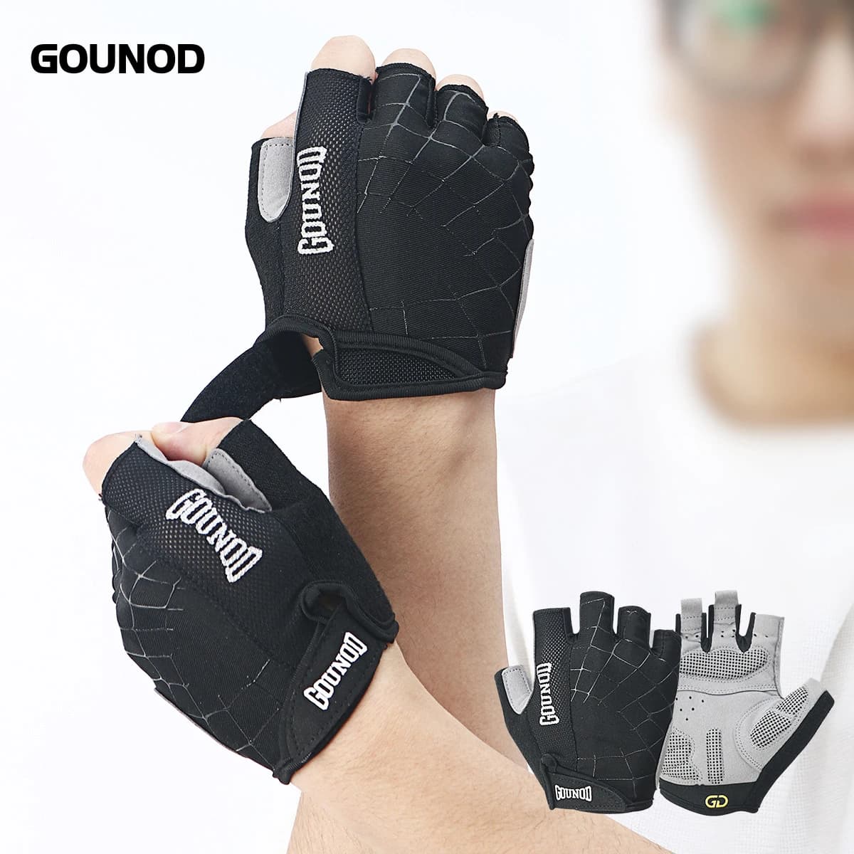 2PC/1PAIR GOUNOD Nuovo Spider Web Guanto Addensato Palmo antiscivolo Resistente all'usura Palmo Asciugamano Panno di Pulizia del Sudore Design Guanti Fitness