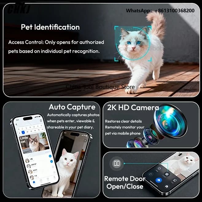Elecpet Smart Pet Door APP Control 2K Camera with AI Recognition Mosquito & Bug Proof 5000mAh Dog Cat Door
