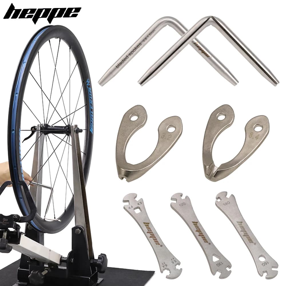 Strumento di Regolazione Tensione Raggi Bici HEPPE, Chiave per Raggi in Acciaio Inossidabile, Supporto Raggi a Lama, Strumento per Intreccio Raggi Ruota Bici