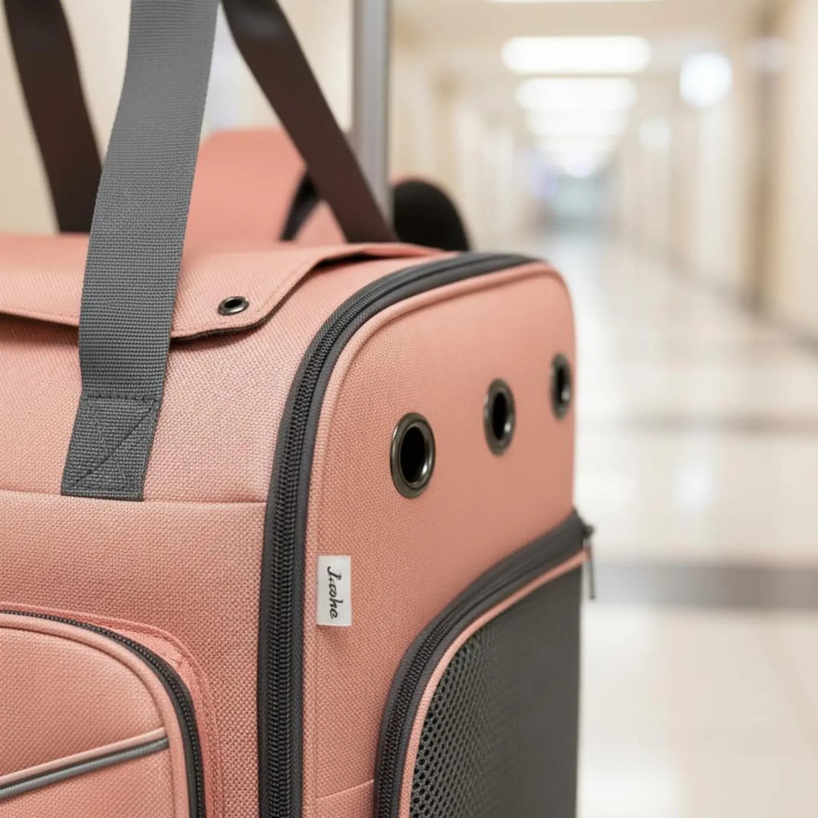 Zaino Trolley per Animali Domestici con Manico Telescopico, Trasportino per Gatti con Ruote, Design a 4 Ruote, Portatile per Esterni