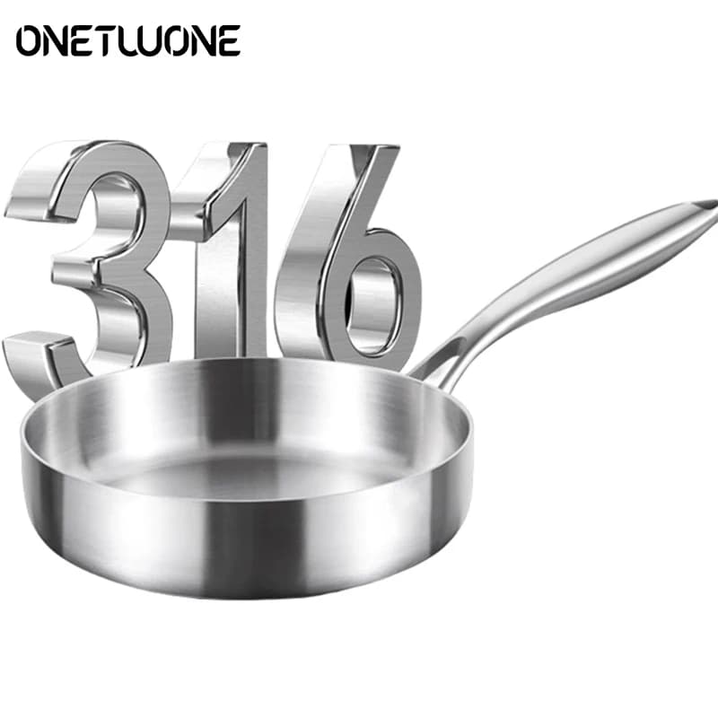 Stainless steel pan 316 16/20 cm Frying pans Induction cooking pot for domestic use Non-coated Wok kitchen pots