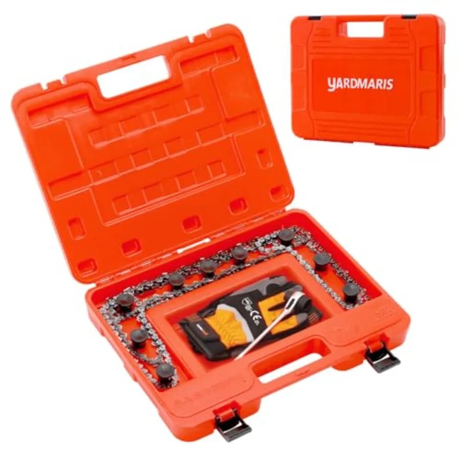 Custodia per Catena Motosega, Scatola Portacatena Portatile con Vano Porta Utensili, Organizzatore Universale per Catene di Motoseghe