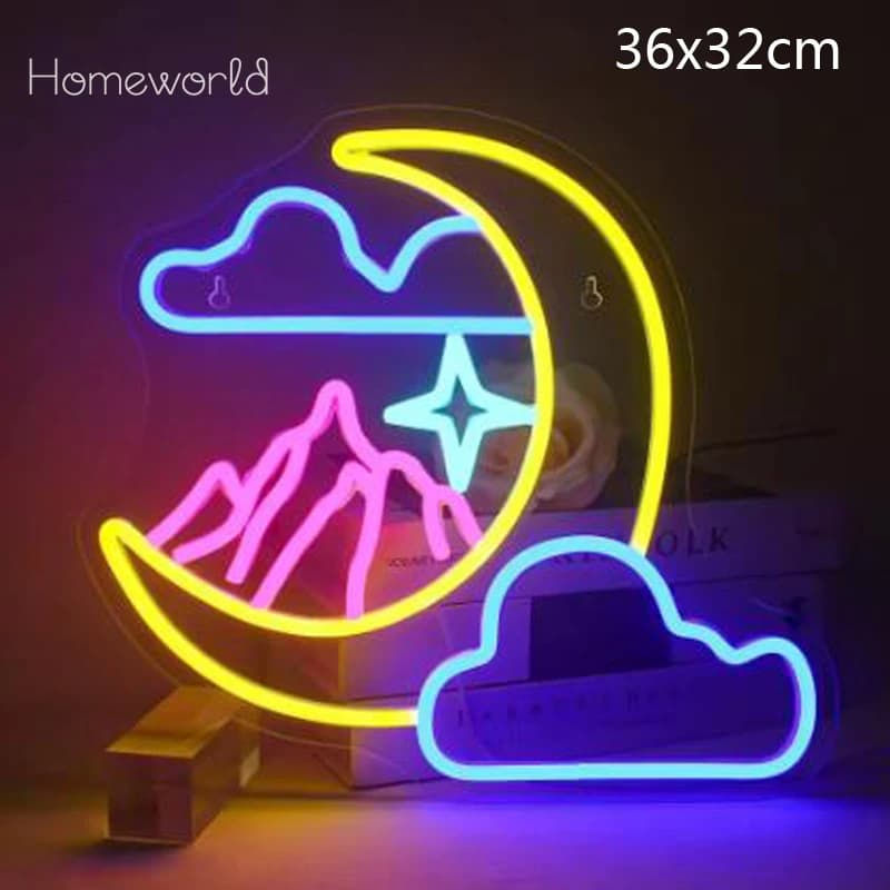 Moon LED Cloud Neon light Sign adatto per soggiorno camera da letto decorazione della parete della camera dei bambini Regali per feste di compleanno