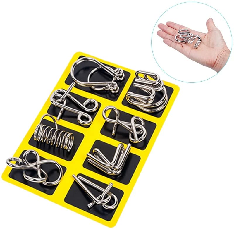 8 Pz/set Metallo Montessori Puzzle Filo IQ Mente Rompicapo Puzzle Adulti Gioco Interattivo Mitigatore Giocattoli Educativi
